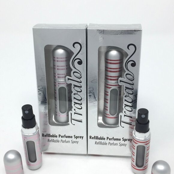 2 Candy Cane Travalo Refillable Spray Atomizer 4ml TSA  NEW Red Pink - Picture 3 of 3
